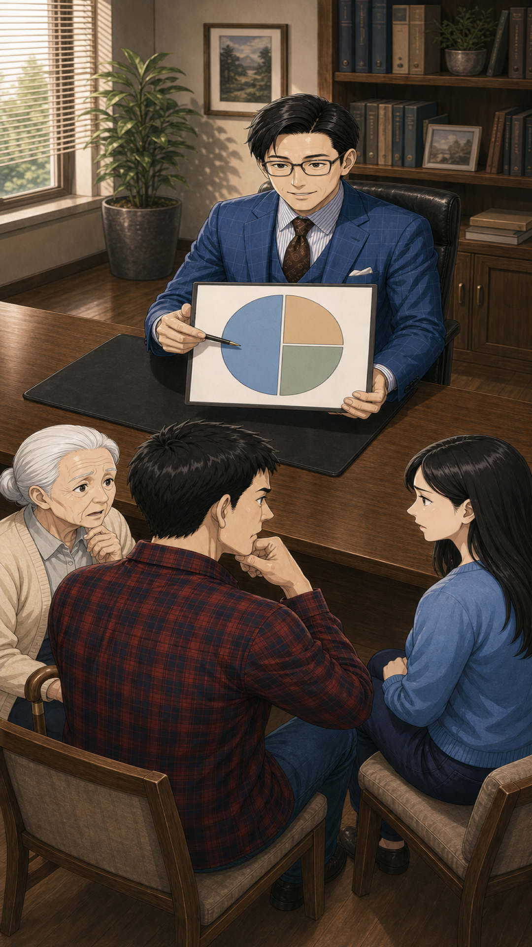 相続配分について説明を受ける様子