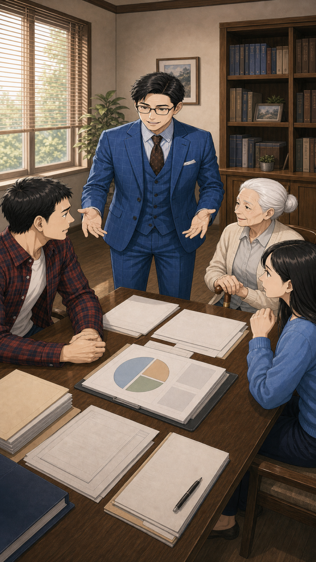 相続配分をめぐって家族が感情的になる様子